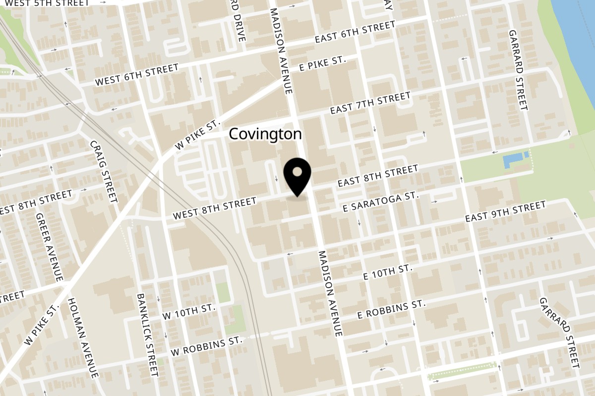 Map showing the location of Madres Modern Mexican on 801 Madison Ave in Covington